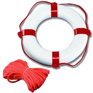 Rettungsring 57 cm rot/wei mit Wurfleine